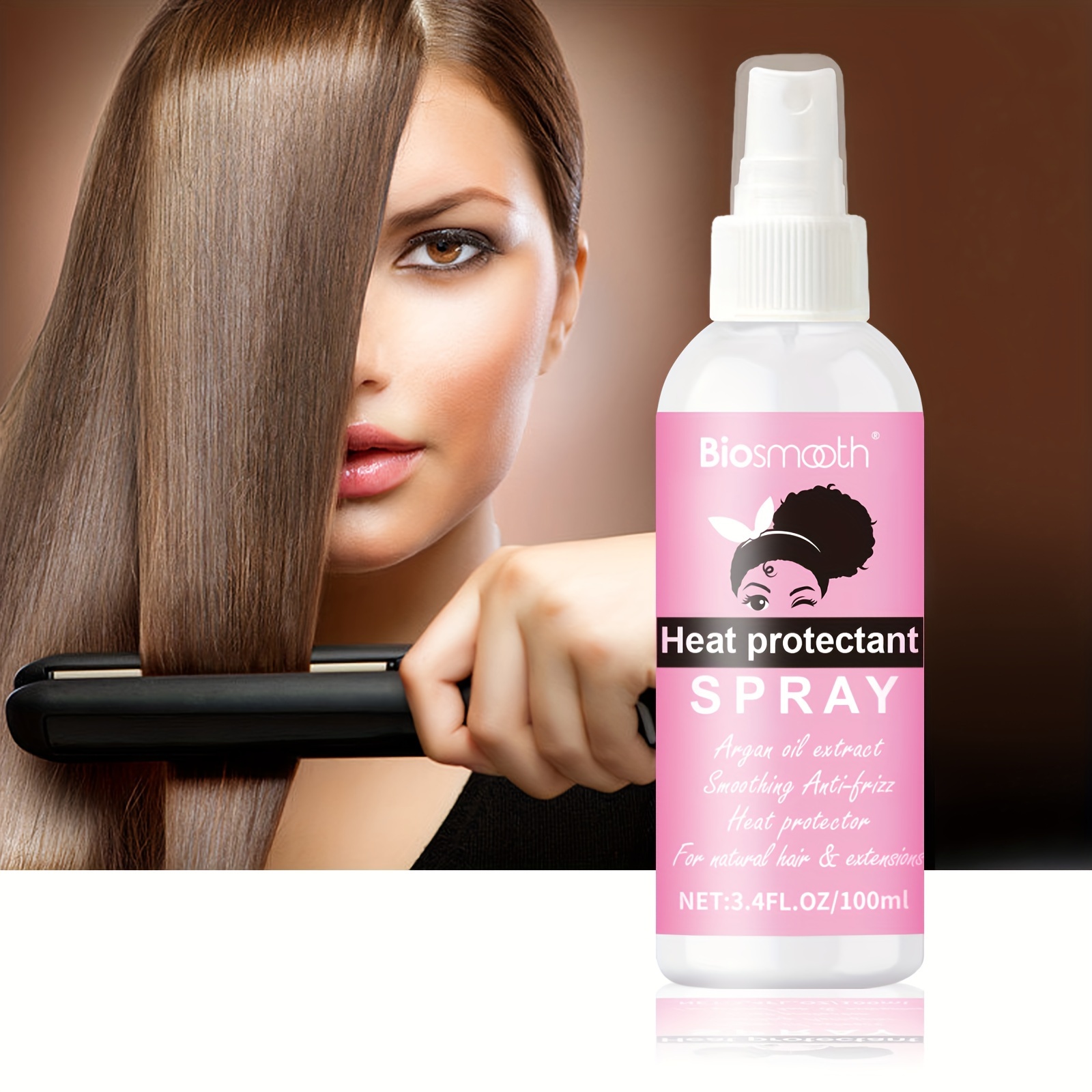 

100ml Heat Spray, Keratin Smoothing Heat Protection Spray, Suitable For Smoothing Blow Dry Flat Iron Curling Hair