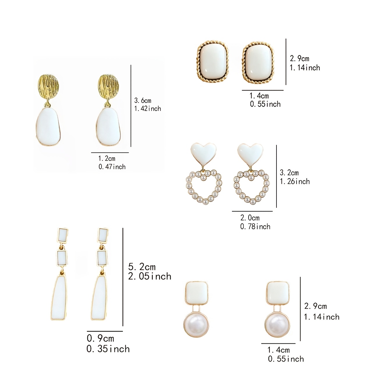 5 Pairs Elegant Irregular Oval Geometric Drop Earrings Set