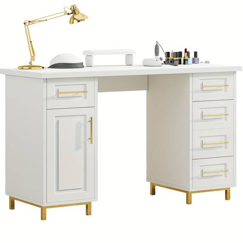 43 dresser nail tech desk for nail tech wooden manicure table with storage nail table with 5 drawers and cabinet manicure desk white black
