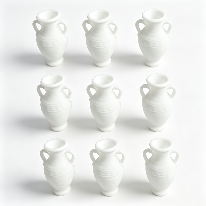 TEMU 9pcs Mini Ancient Greek Jar Micro Models, Exquisitely With Classical Meander Relief Patterns. 3d Printed Plastic Textures. Compact In Size,
