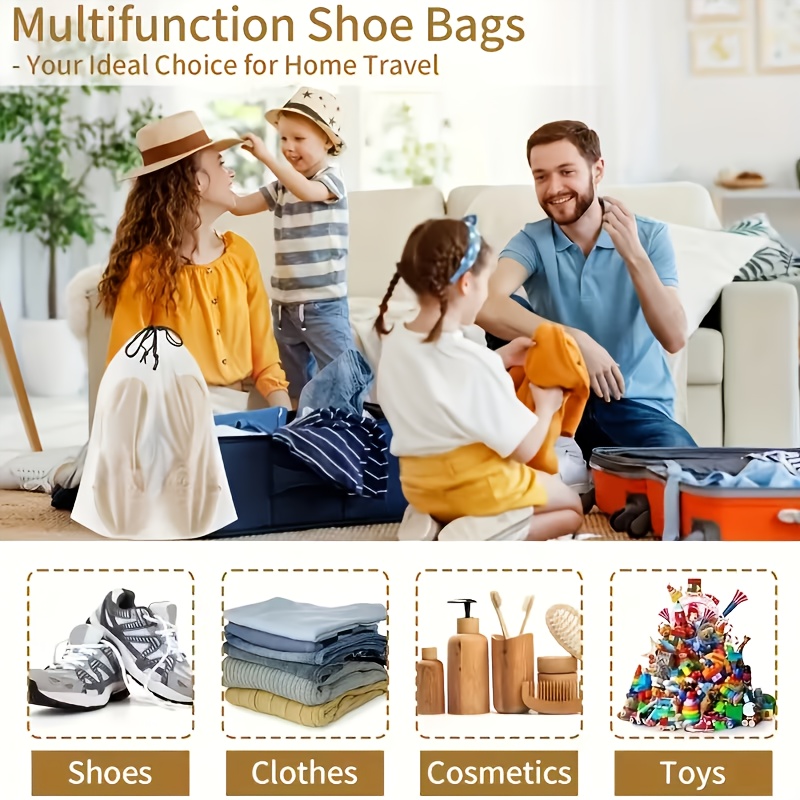 5/10/15/20 piezas Bolsas de malla de almacenamiento semitransparentes, Bolsas con cordón para ropa y almacenamiento de viaje de ropa interior, Bolsas para guardar zapatos, Bolsas para guardar ropa y calcetines