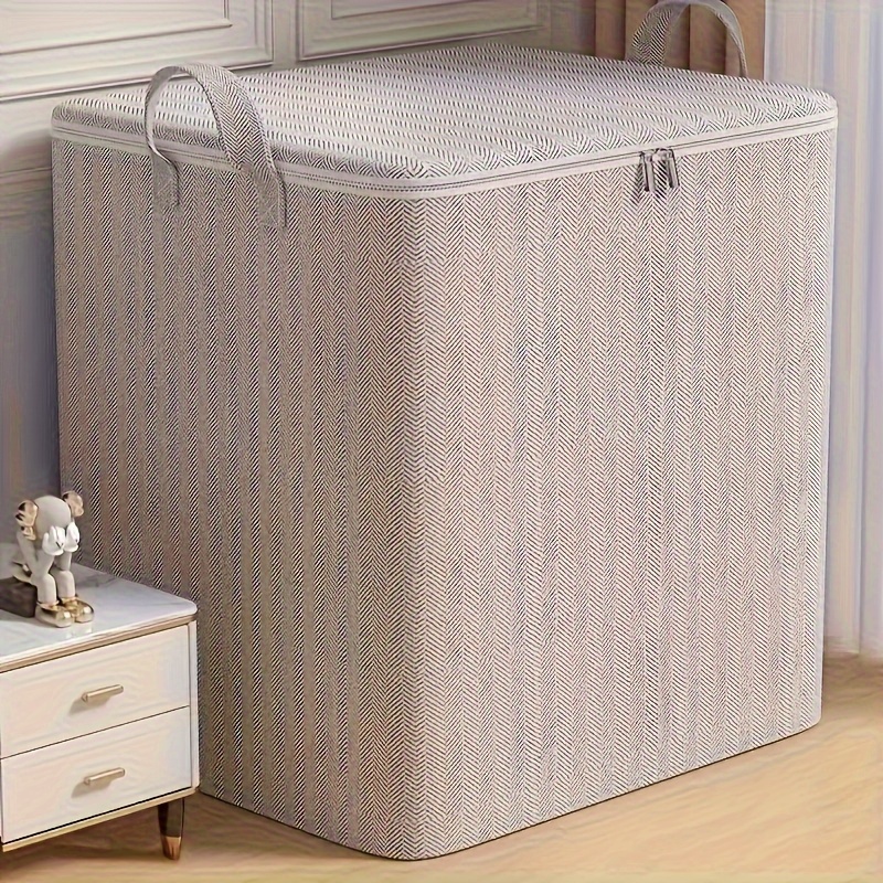 

Extra Large Storage Box With Lid, Contemporary Style, Space-saving Design, Cover, Ideal For Clothing, Blankets, Bedding, Baskets, Bins & Containers For , Moving, Closet, Bedroom, Dorm