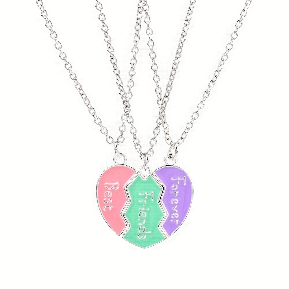TEMU 3pcs Set Of Heart Letter Necklaces