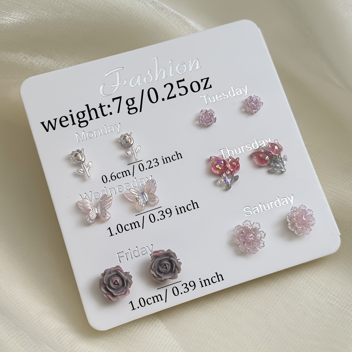 6 Pairs Elegant Flower-shaped Earrings Set for Ladies