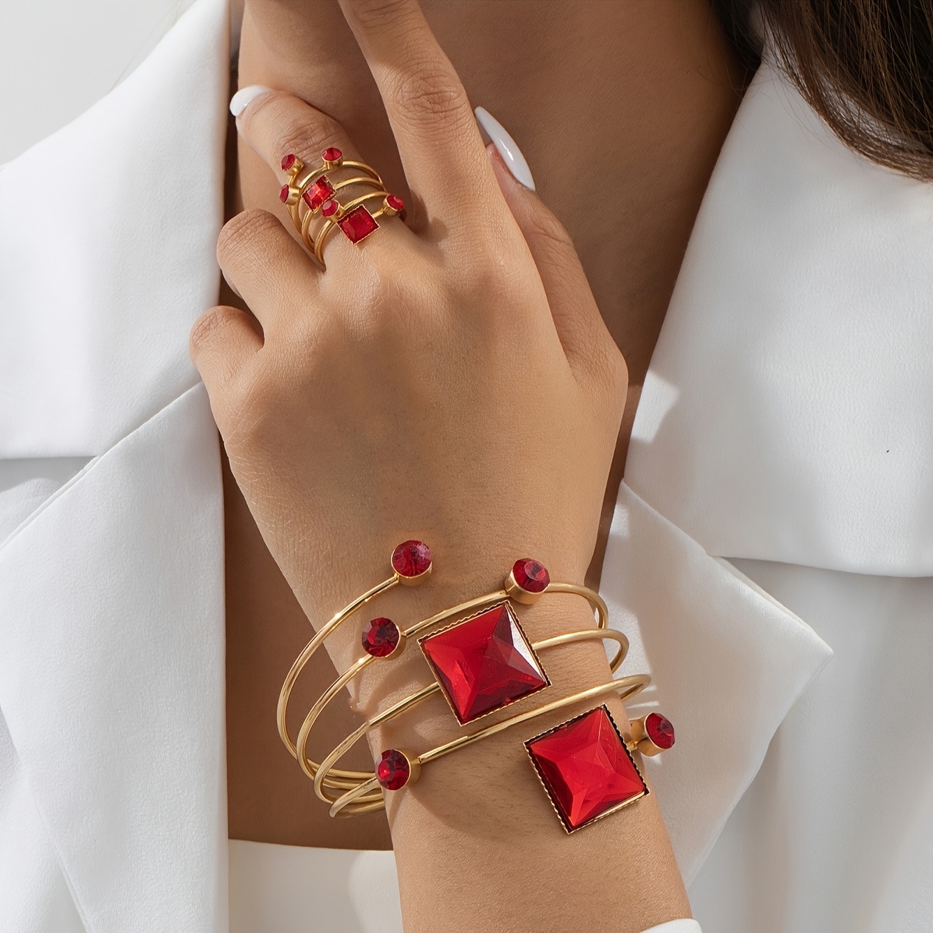 E-shop 1 Set Westlicher Mode Eleganter Damen- und Ring, Geeignet für Urlaubs--Festliche Aktivitäten