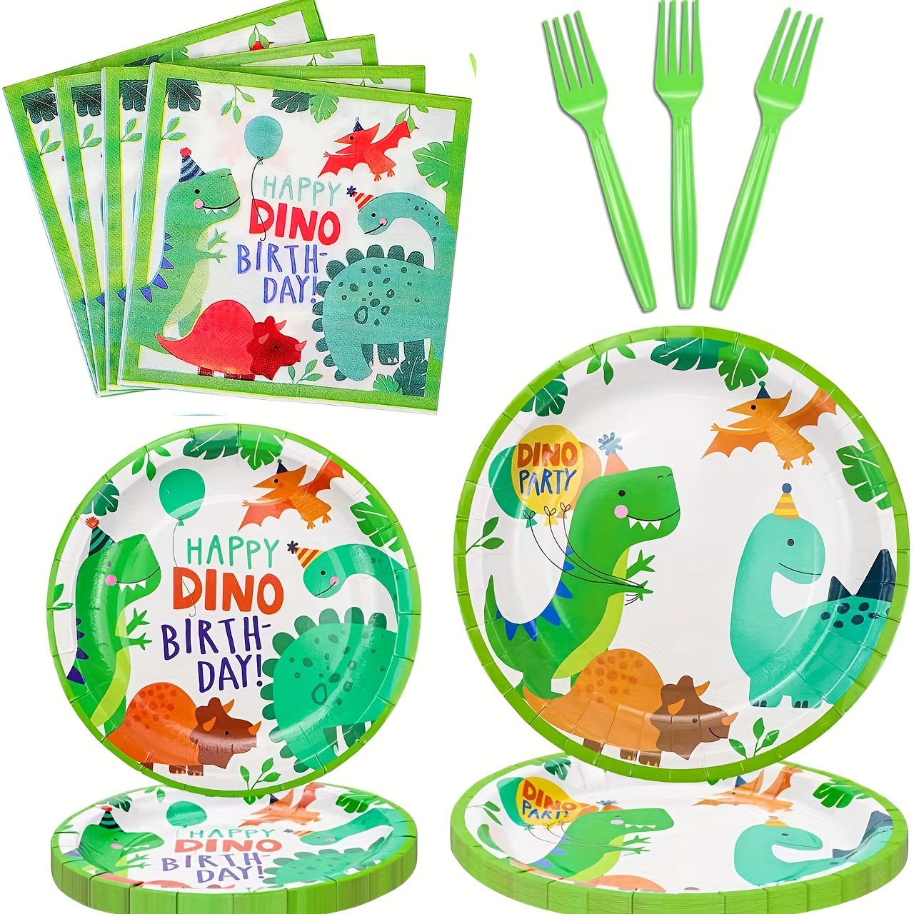 

50pcs Dinosaur Party Supplies, Cartoon Birthday Party Decorations, Dinosaur Themed Set