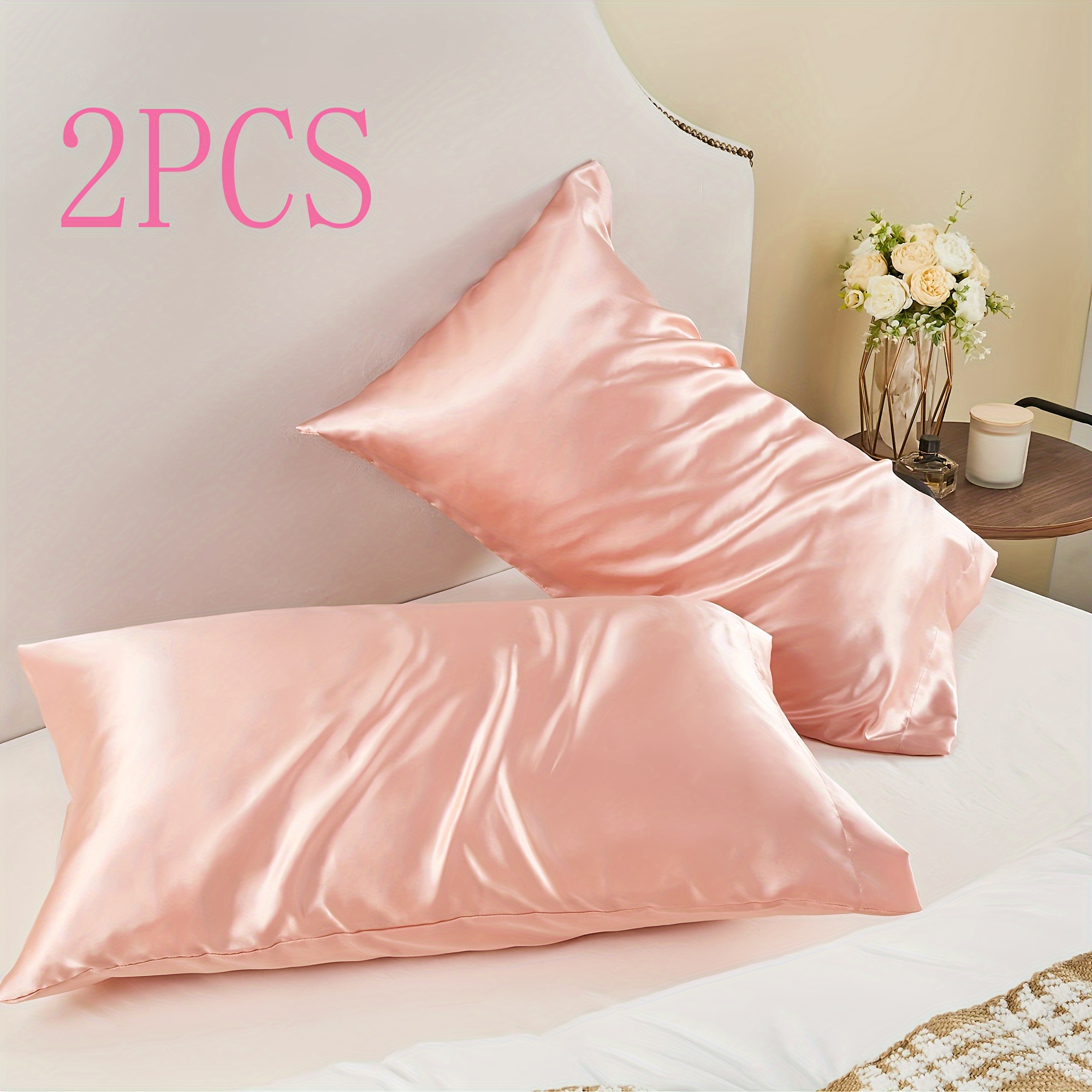 

Satin Pillowcase For Hair And Skin, Super Soft And Cooling Similar To Silk Pillow Cases 2 Pack With Envelope Closure, Gift For Women Men