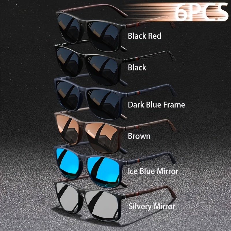 Image of 6pcs (6pcs) Men's Fashion Glasses Suitable For Any Occasion - Frame Full-rim Glasses With, For Driving, Travel & Outdoor, Casual Wear, Gift | Hand Washable, Normal Fit (no)
