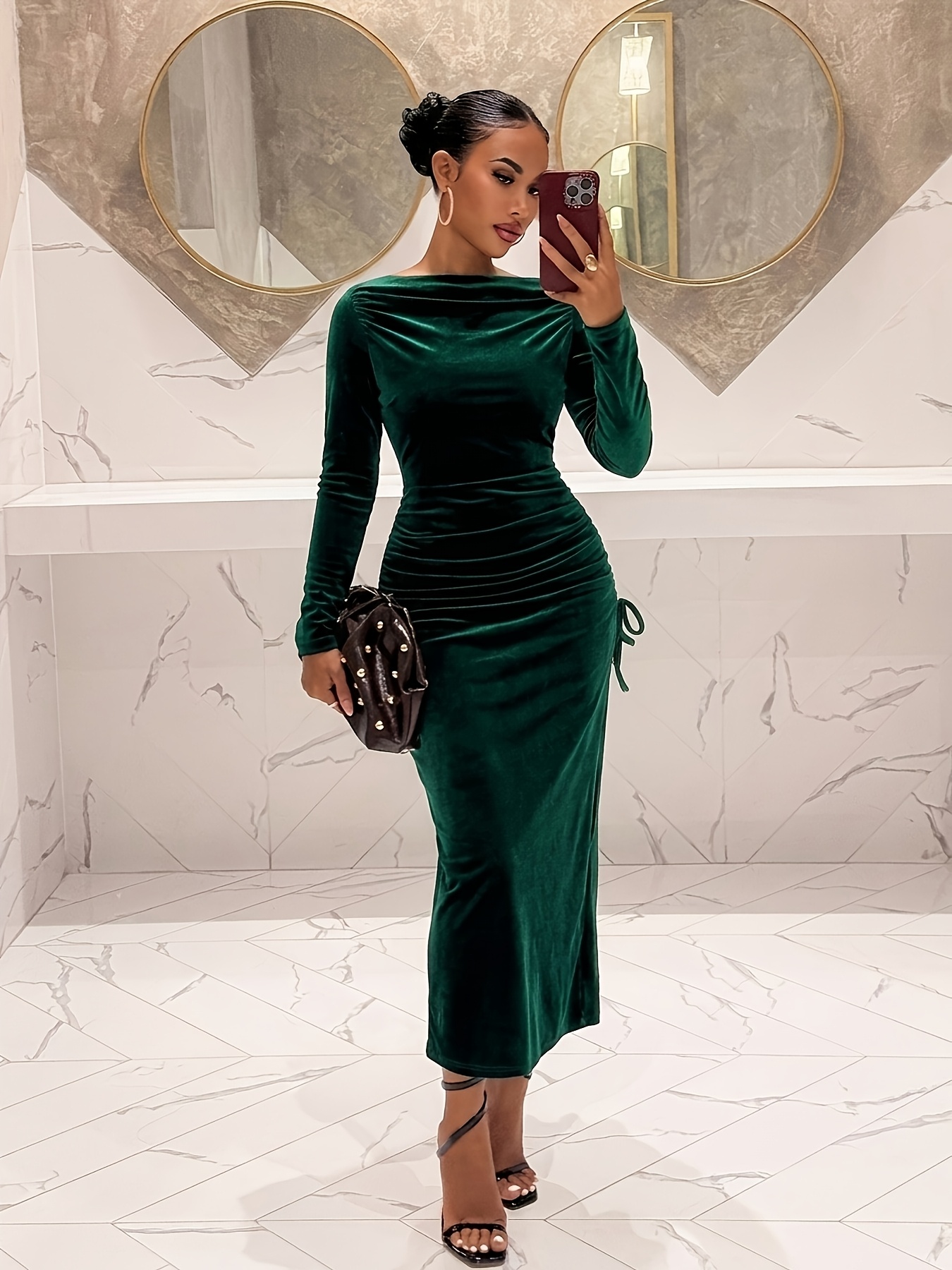 patent leather strapless dress Keyana Strapless Faux Leather Dress main image 1