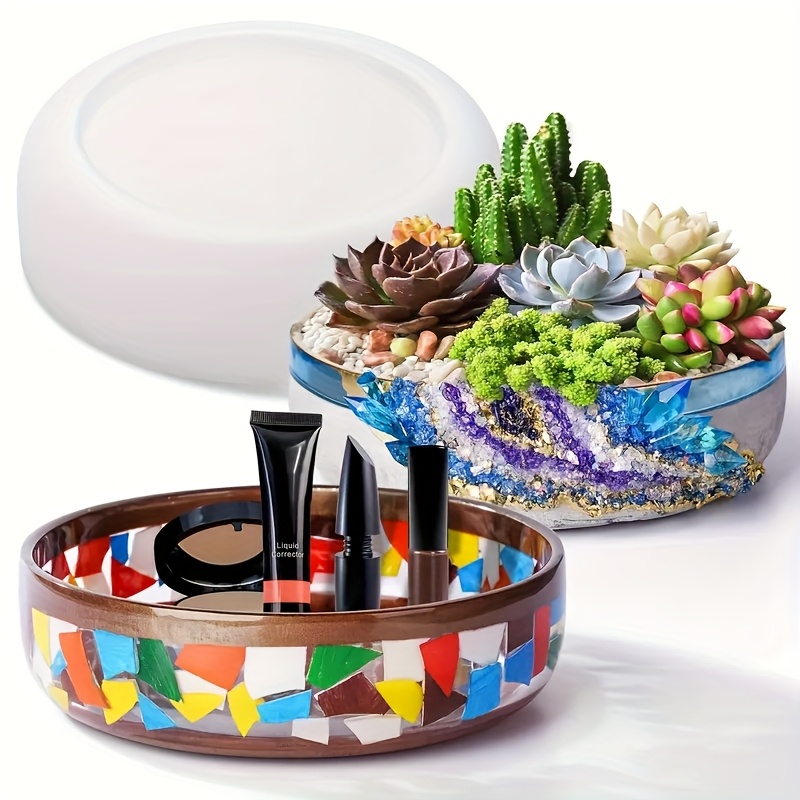 Big Epoxy Molds, 8 Inches For Succulent Planters, Circular Silicone Molds For Resin Casting, Plaster, Concrete, Jewelry, Makeup Storage, And Flower Pots