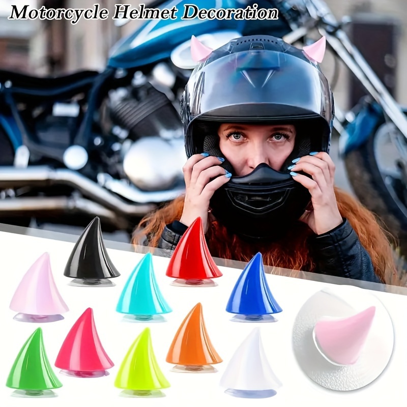 

2pcs Motorcycle/bicycle Helmet Devil Horns - Plastic, Suction Cup Design For Safety & Style, (black, Red, Blue, Pink, Green, Orange, White), Motorcycle Accessories