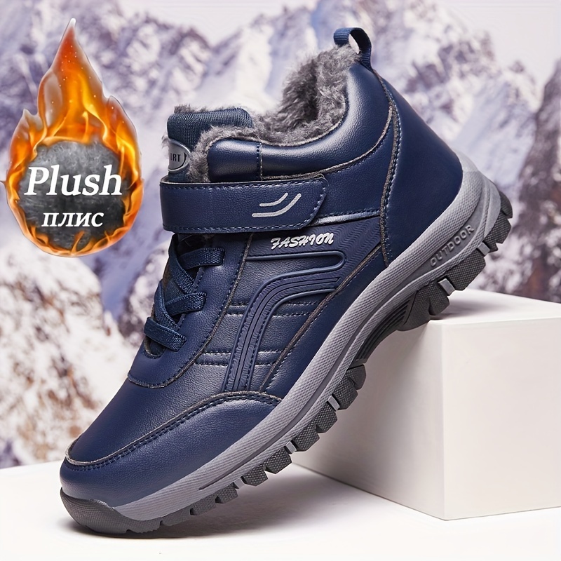 TEMU Men' Repellent Boots With And , Thermal Shoes, Windproof Hiking Boots With Fuzzy Lining