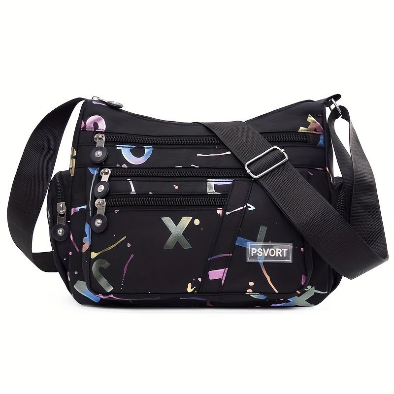 E-shop Schicke Nylon-Umhängetasche für Frauen - Verstellbarer Gurt, Leichtes Design mit Mehreren und Reißverschluss - Erhältlich in Knallpink, Creme,