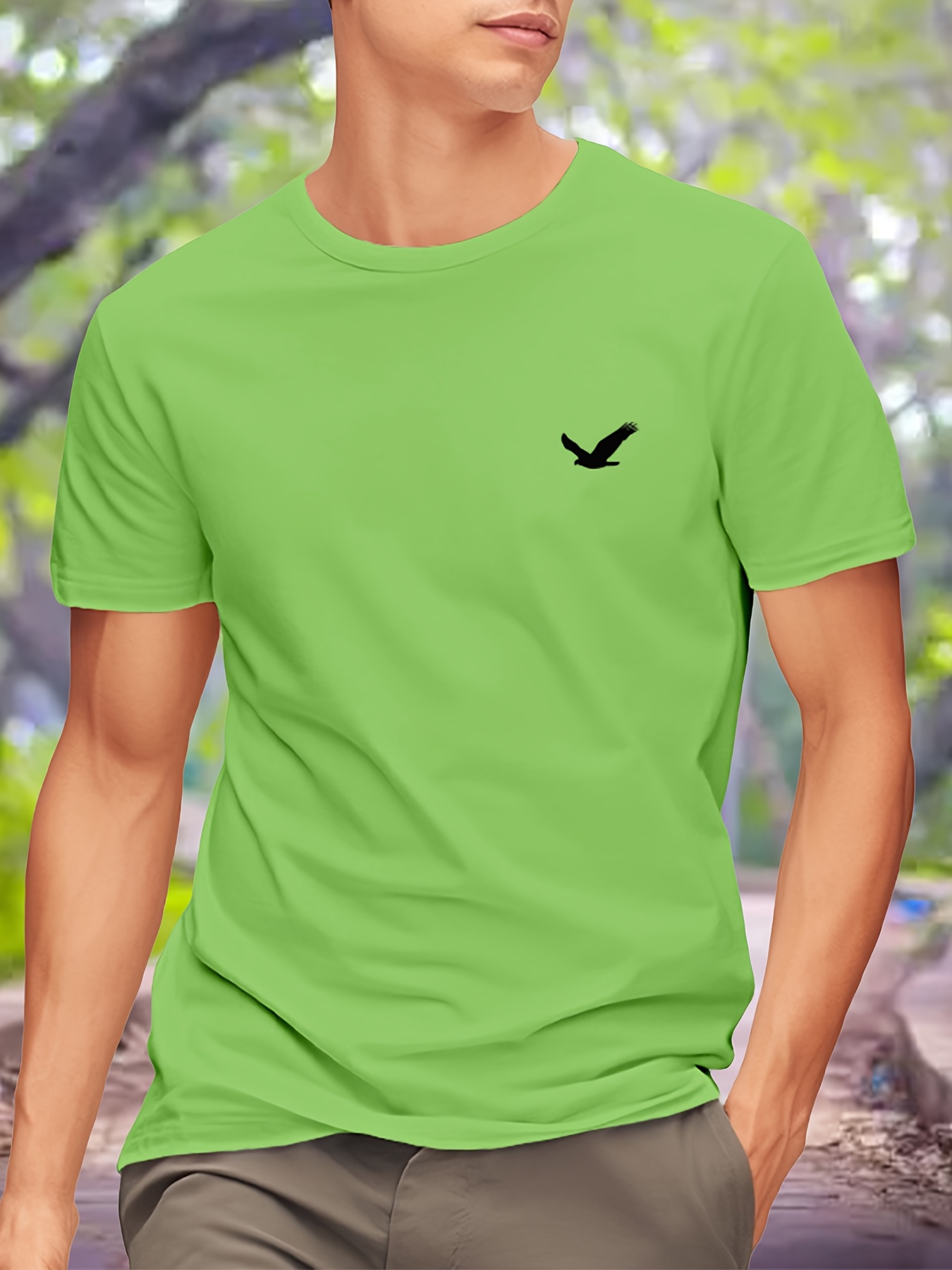 T24-T240911-S One Bird 180G Men'S Short Sleeve Print T-Shirt [Starry]