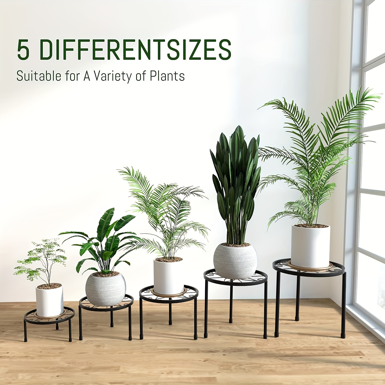 

5pcs Large Square Metal Plant Stand, Multi-plant Stand, Rust-proof Iron Plant Stand, Indoor And Outdoor Home Decoration Stand 5pcs Black