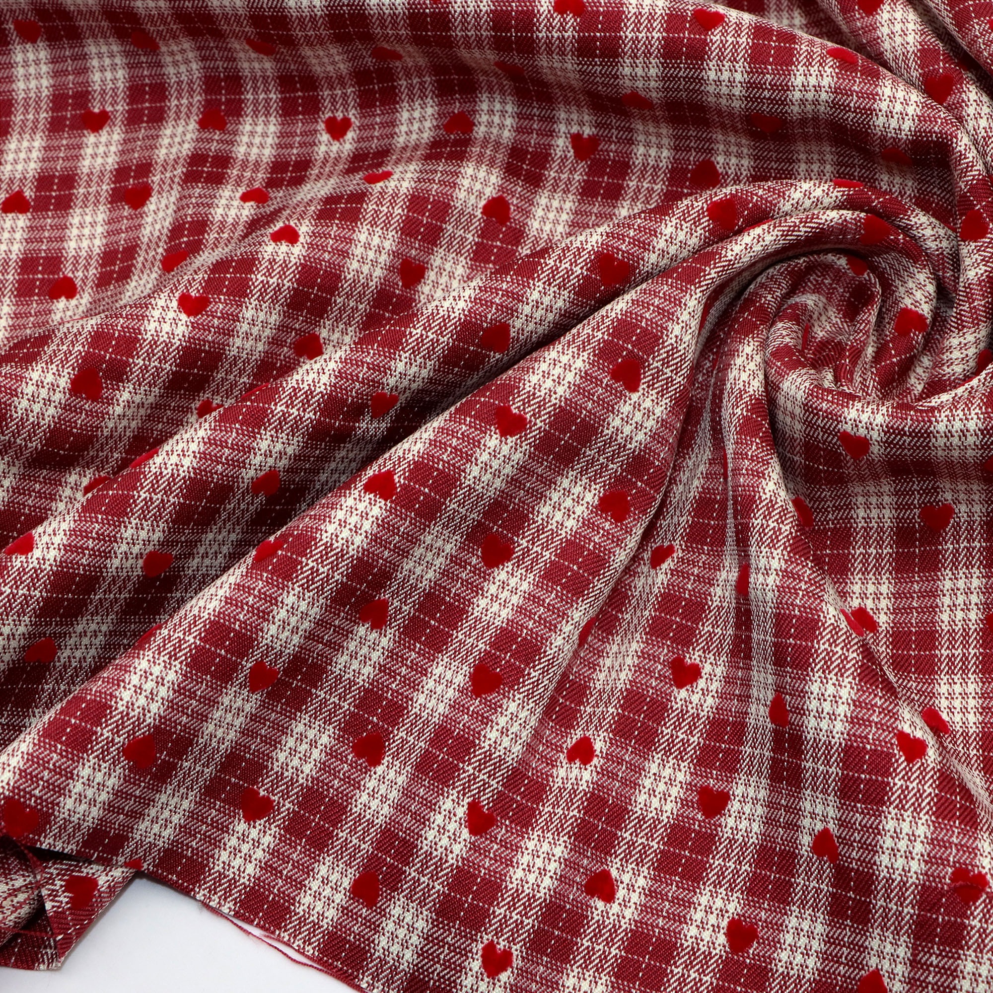 Image of 50x143cm Red Polyester Yarn Dyed Fabric Heavy Quality Weave For Tailoring Craft Accessries And Diy Crafts, Hand Wash Only - 1pc Valentine's Day Fabric