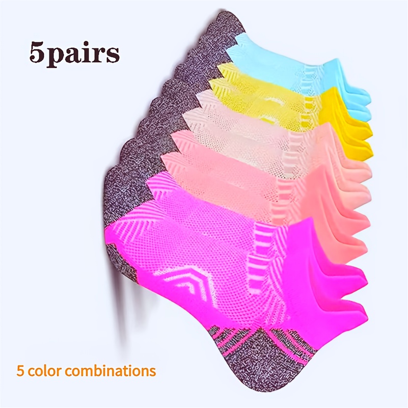Image of 5pairs Unisex Athletic Socks, Anti-friction Casual Socks, Short Socks, Non-stuffy Breathable Strong