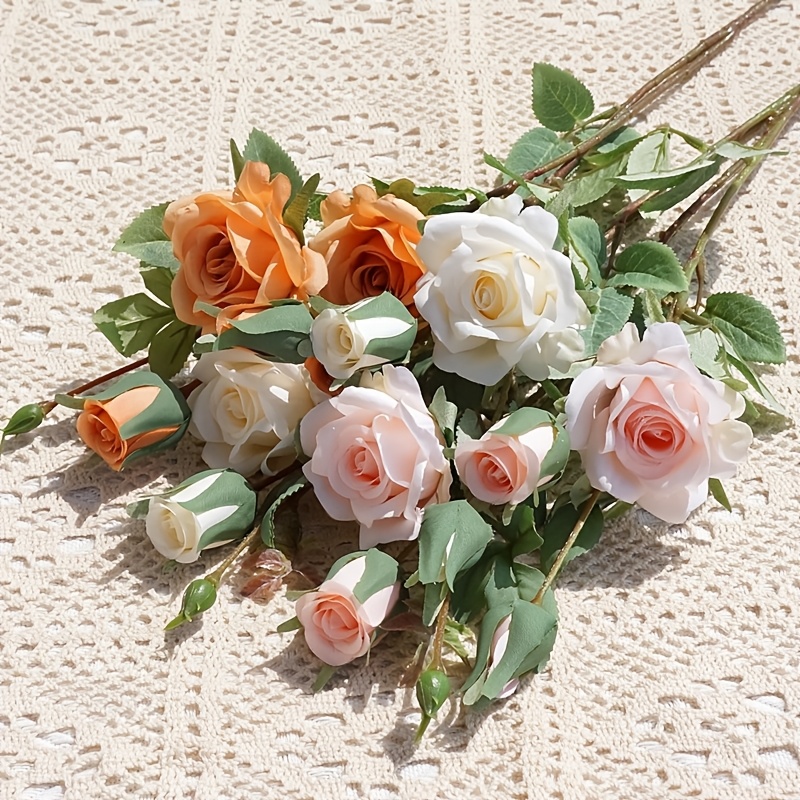 Burnt Orange Roses Silk