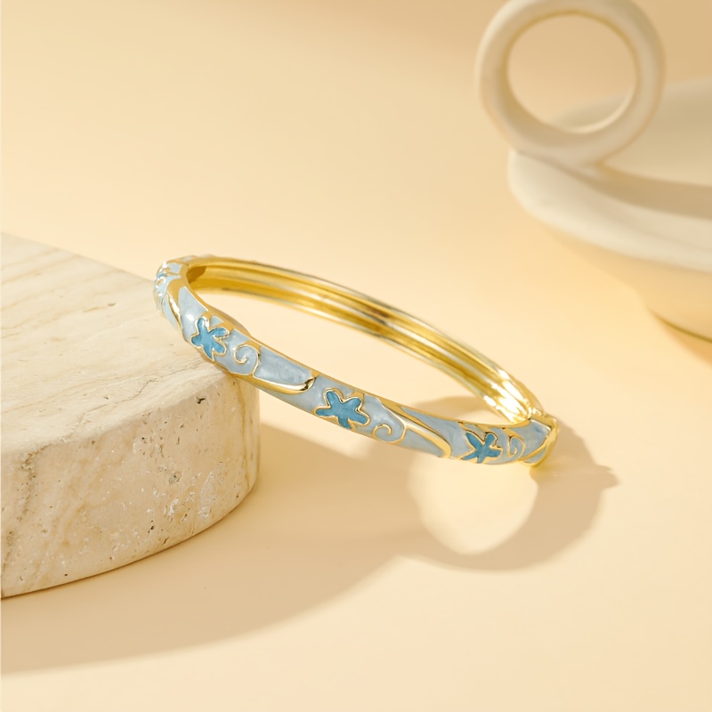 TEMU 1 pièce Bracelet tendance bohème plaqué or avec émail beige, pour femmes