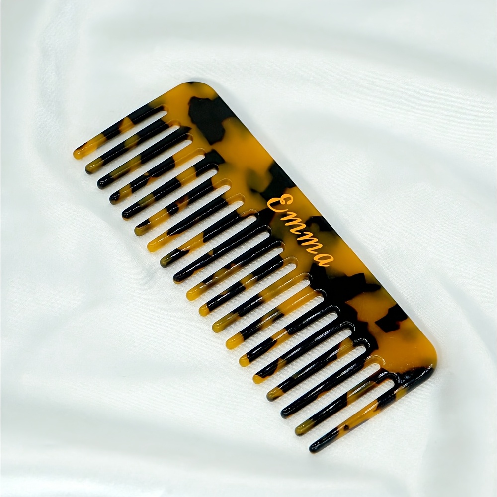 TEMU 1pc Personalised Custom Comb, Wide Tooth Comb, Initial Acetate Hair Comb, Portable Hair Comb, Detangling Marble Pattern Hair Comb, Customized