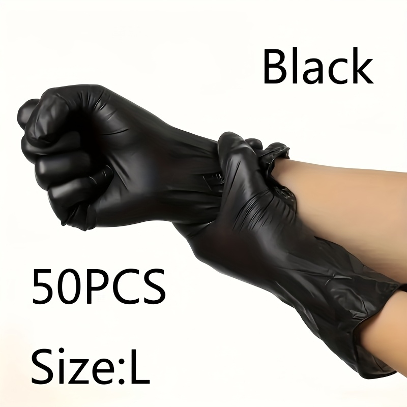TEMU 50 Piezas de Guantes Desechables Negros - Gruesos y Cómodos, Ideales para Limpieza, de Platos, Pintura, Baño de Mascotas, etc., Guantes de