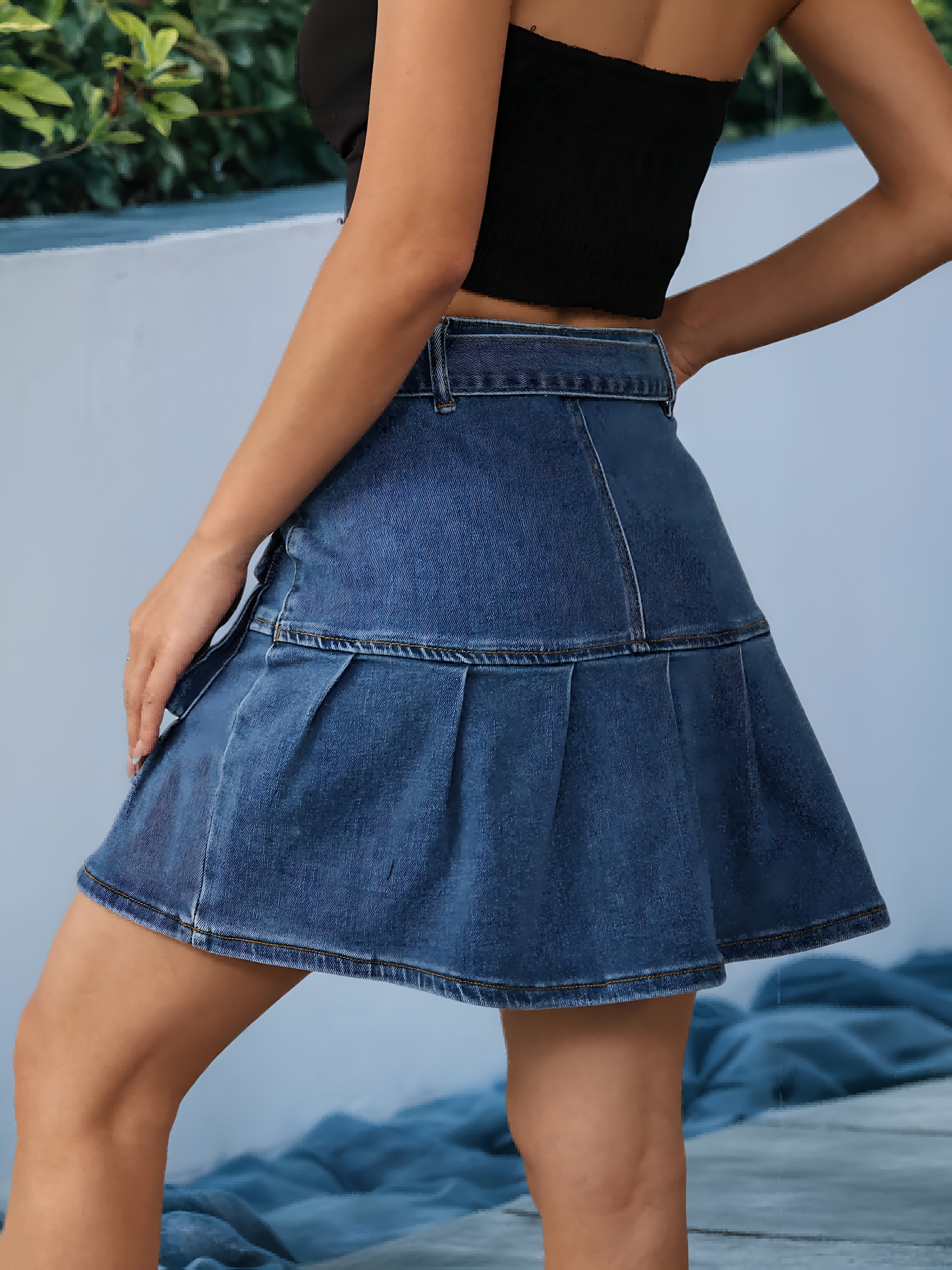 women's plus size high waist denim skirt y2k a - Temu