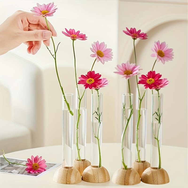 

A Long Test Tube Vase For Hydroponic Flowers, A Creative Transparent Decoration For In , Bedroom, Or Bathroom.