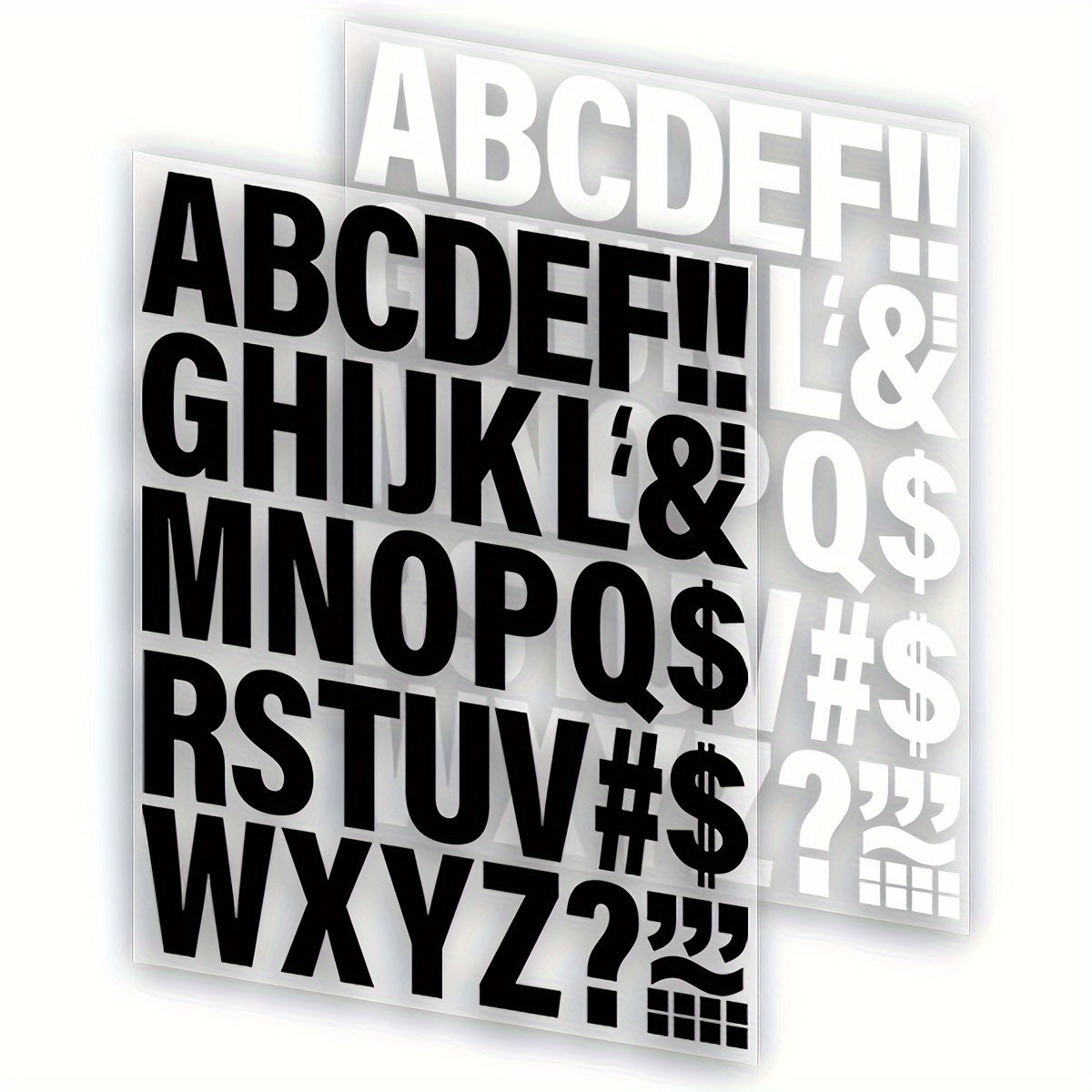 

Full Sheet Customizable Iron-on Vinyl Letter Transfers, Black & White A-z Alphabet With Punctuation Marks, Durable Heat Transfer Stickers For Personalizing T-shirts, Bags & Apparel