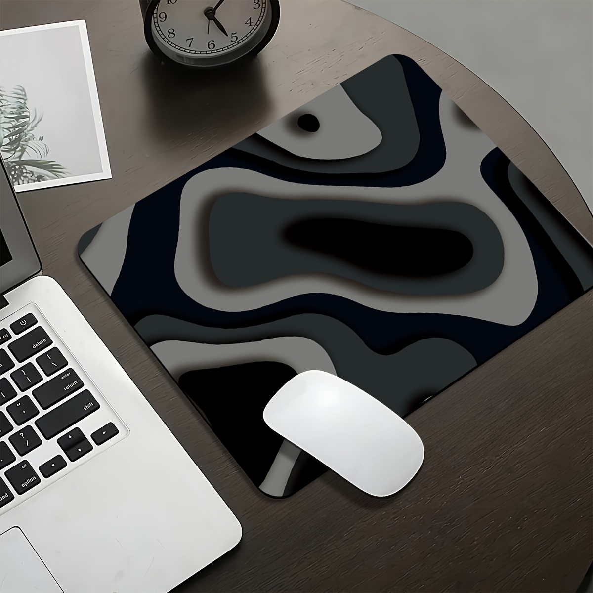 TEMU 1pc Mud Keyboard Pad - Minimalist Black And Gray Pattern - Durable Mouse Pad, Laptop Keyboard Pad, Desk Protector, Extra-large Rectangular Desk