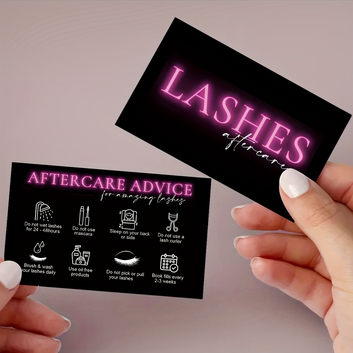 

50pcs Black Eyelash Cards, Hypoallergenic & Oil-free, Membership Lash Extension Business Cards, No Battery Required