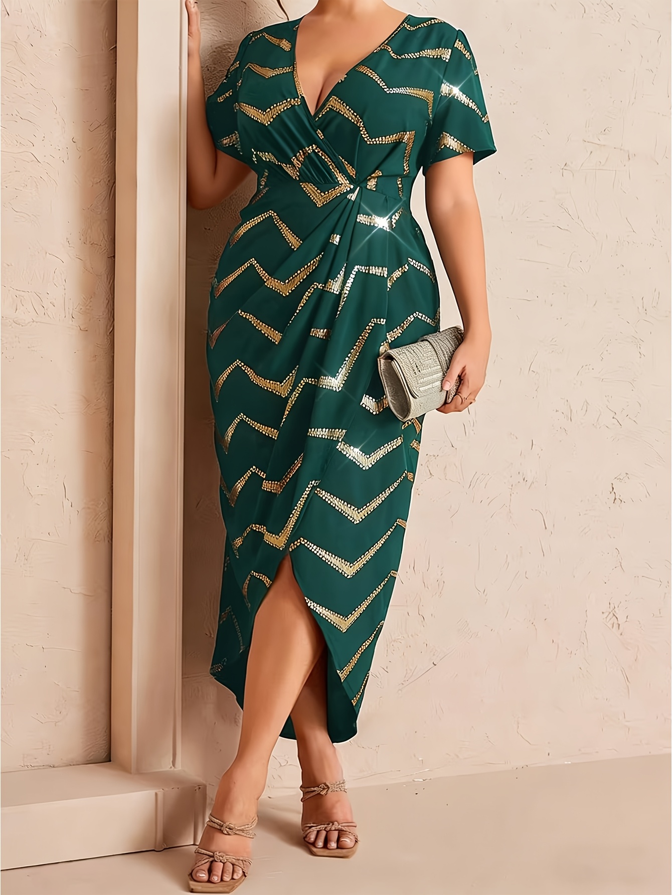 slim fit dress slacks Erminia Olive Green One-Shoulder Twist Wrap Maxi Dress – Club L London