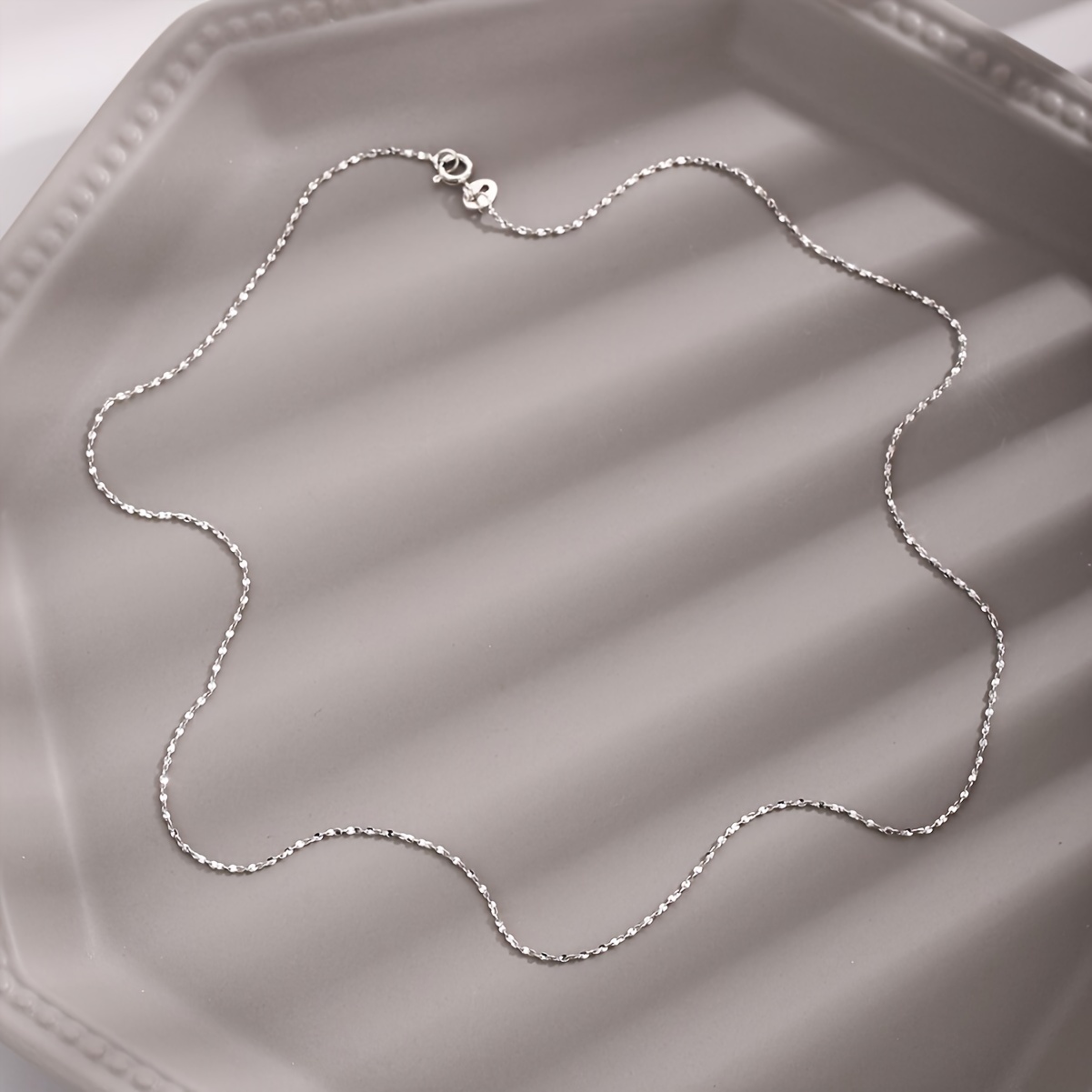 S925 Silver Delicate Necklace Sparkling Sequins Collarbone Chain