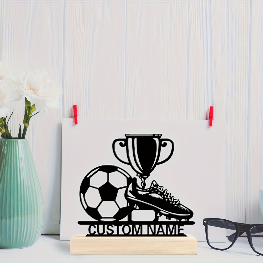 TEMU 1 Personalized Football Trophy Desk Decoration - Custom Name/number - Football And - Heavy Metal Base - Birthday, Father's Day, Graduation Gift