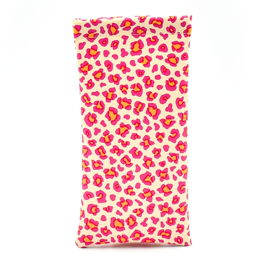 E-shop Tragbarer Brillenetui für Damen mit Sommer-Atmosphäre, Sommer-, tropischer Pflanze, Leopardenmuster-Design Brillenetui Brillen-Accessoires für