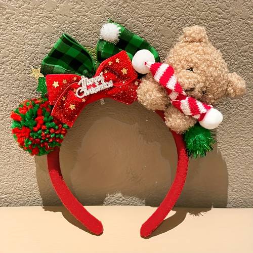 imagen del artículo 1 de oso navideño con para mujer, accesorio de moda para el cabello de vacaciones, de oso de peluche verde/ de navidad para , adorno de lindo y moderno para el cabello de mujer, para accesorios de fotos de mujeres, fiestas de graduación y más. accesorio para accesorios de fotos