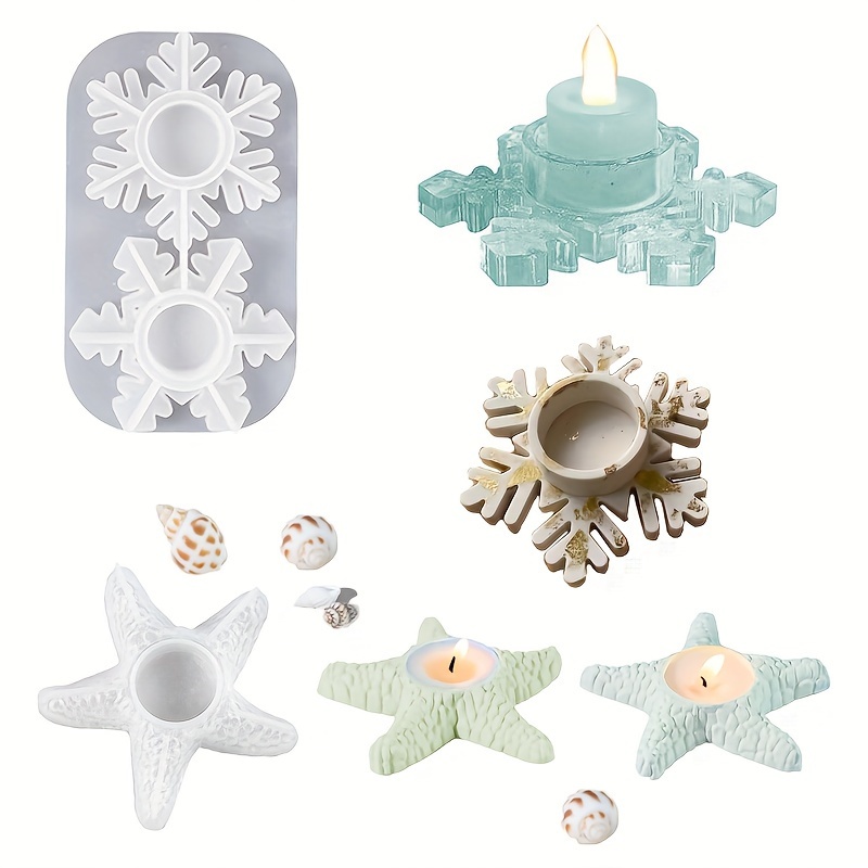 

Silicone Resin Casting Molds For Candle Holders - Christmas Snowflake & Starfish Shaped Mold For Home Decor, Weddings, Parties, Christmas/ & Various Holidays - 1 Piece