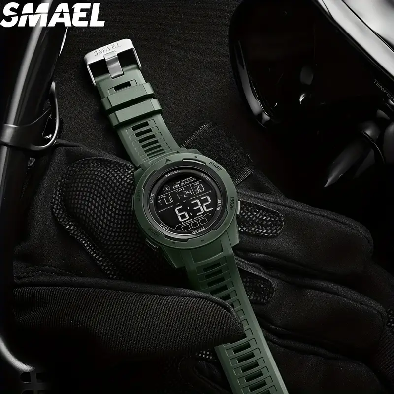 montre de sport multifonction pour hommes - étanche, affichage led, bracelet en tpu, chronomètre, calendrier, vue hebdomadaire, résistante aux , style de mouvement 5