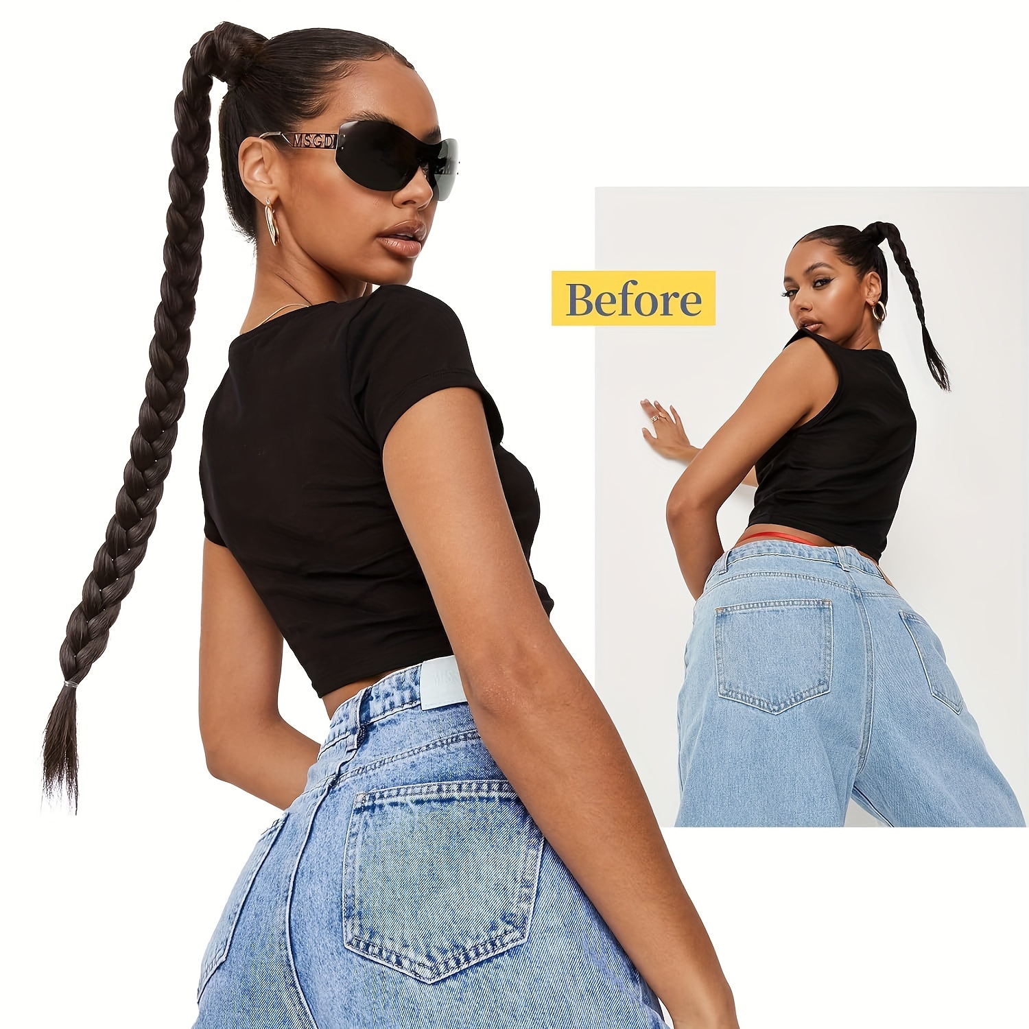   handcrafted twist braid ponytail extension versatile fishbone style for women   around design details 2