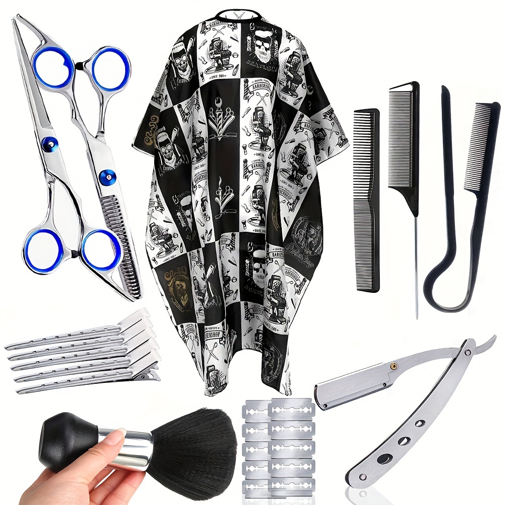 

24pcs Professional Hair Cutting Kit With Clippers, Thinning Shears, Combs & Accessories, Ideal For All Hair Types