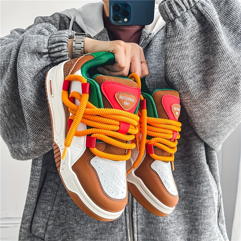 mens casual mixed color skateboard shoes college style low Temu