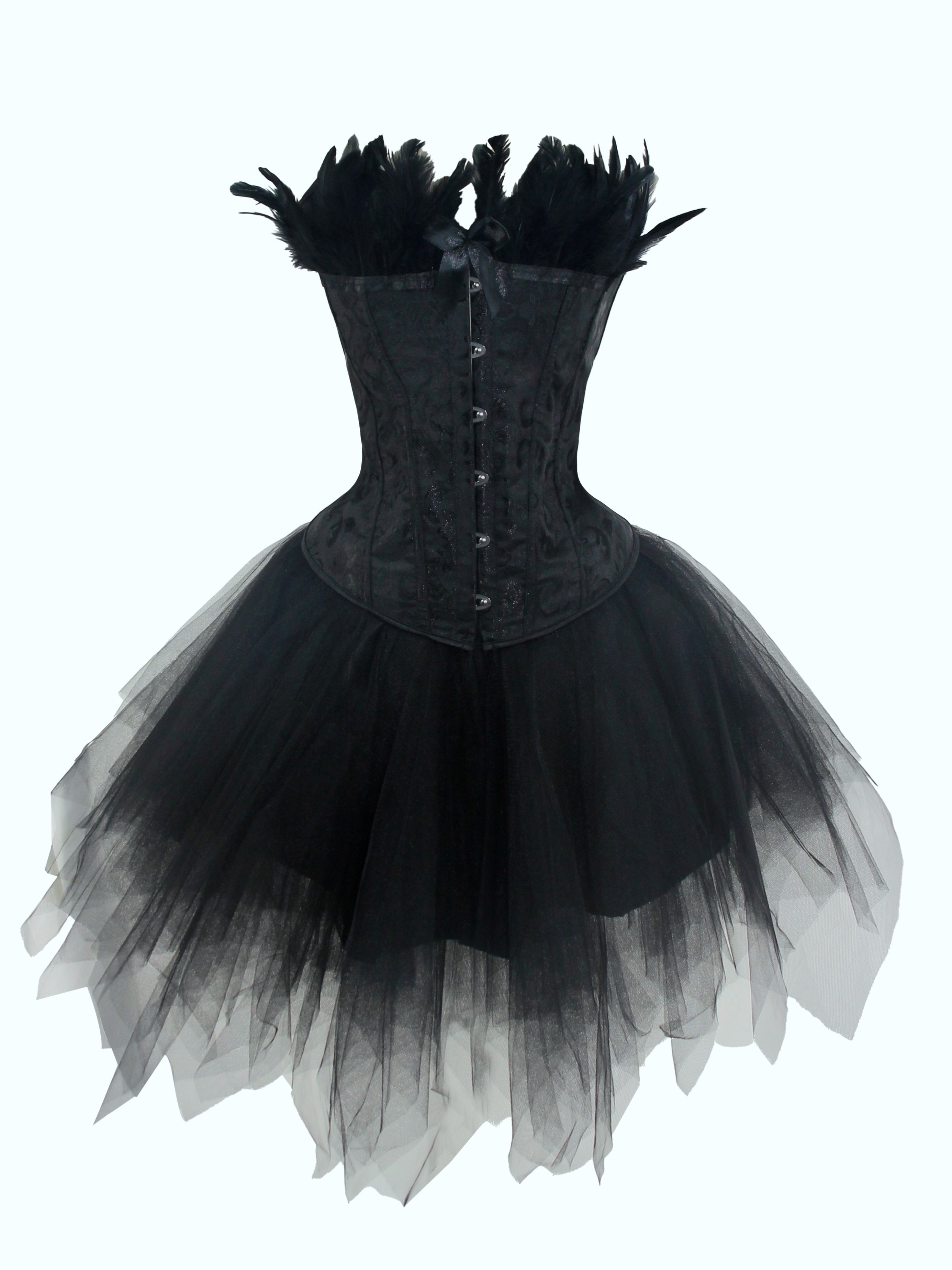 Jacquard *-Fit Corset Tulle Skirt Set, Halloween Black Swan Costume,  Black Angel White Angel Outfit