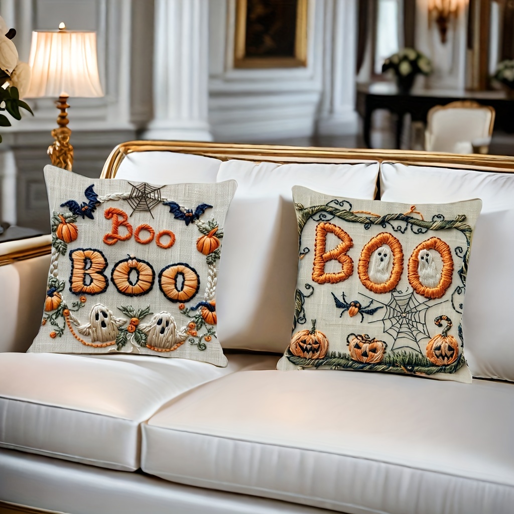

2pcs Halloween Embroidered , Zip , - For , , Sofa, Car & Decor ( Inserts Not Included)