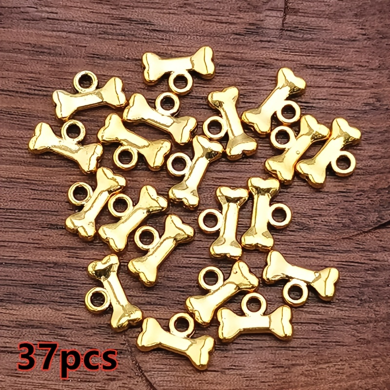 TEMU Lot de 37 mini breloques pendentifs d'os de chien pour la fabrication de bijoux DIY, perles bohèmes d'os pour bracelets, , boucles d'oreilles,