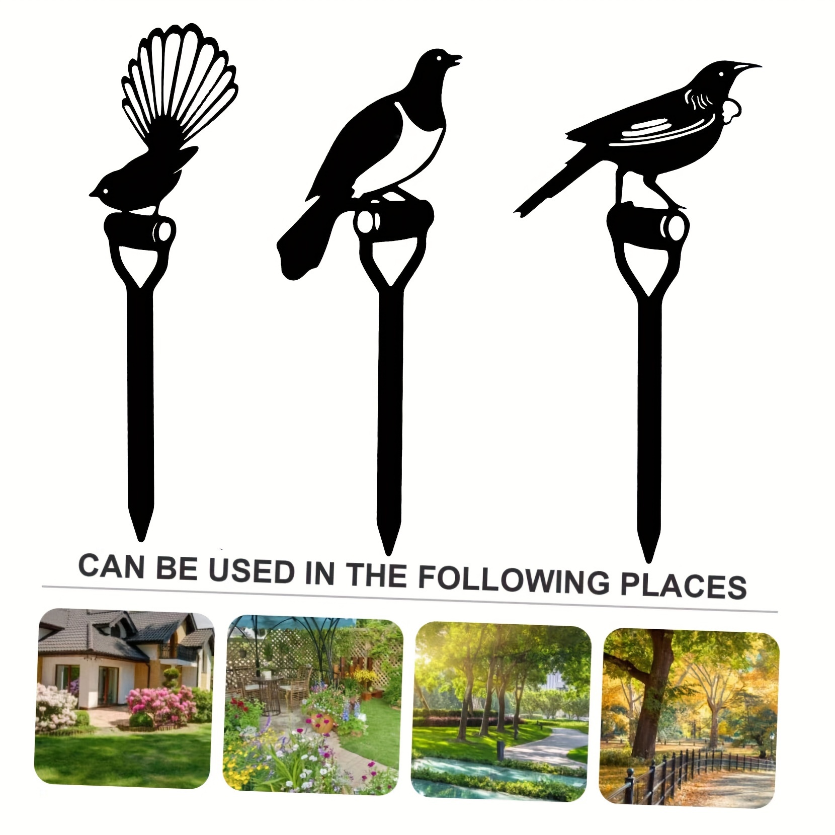 

1pc Metal Bird Silhouettes Garden Stakes, Yard Art Decor, Outdoor Bonsai Statue Spikes, Durable Metallic Bird Lawn Ornaments