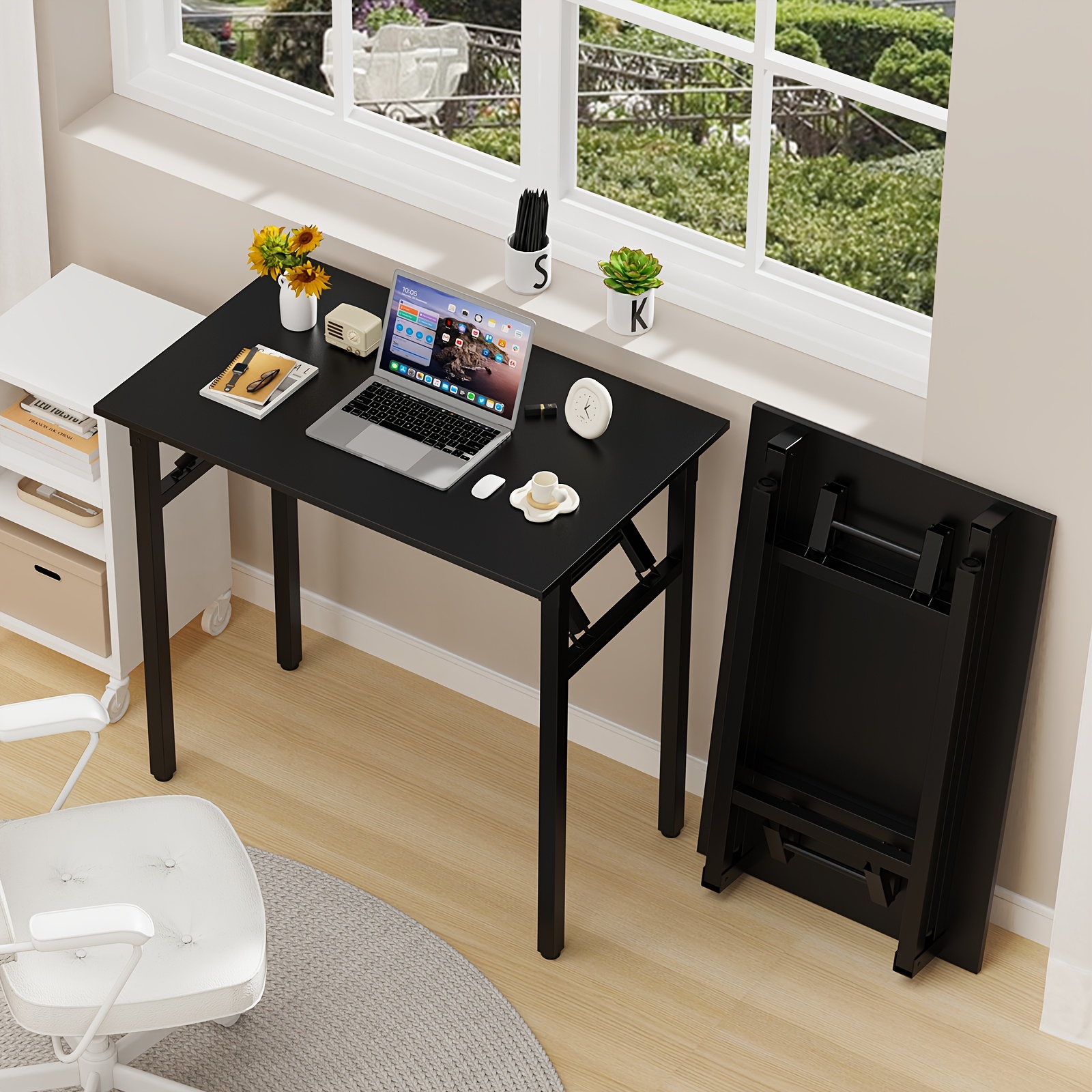 TEMU Escritorio Compacto, Mesa de Ordenador Plegable, Estación de Trabajo, Escritorio de Oficina. Escritorio Pequeño Portátil, para Configuración de