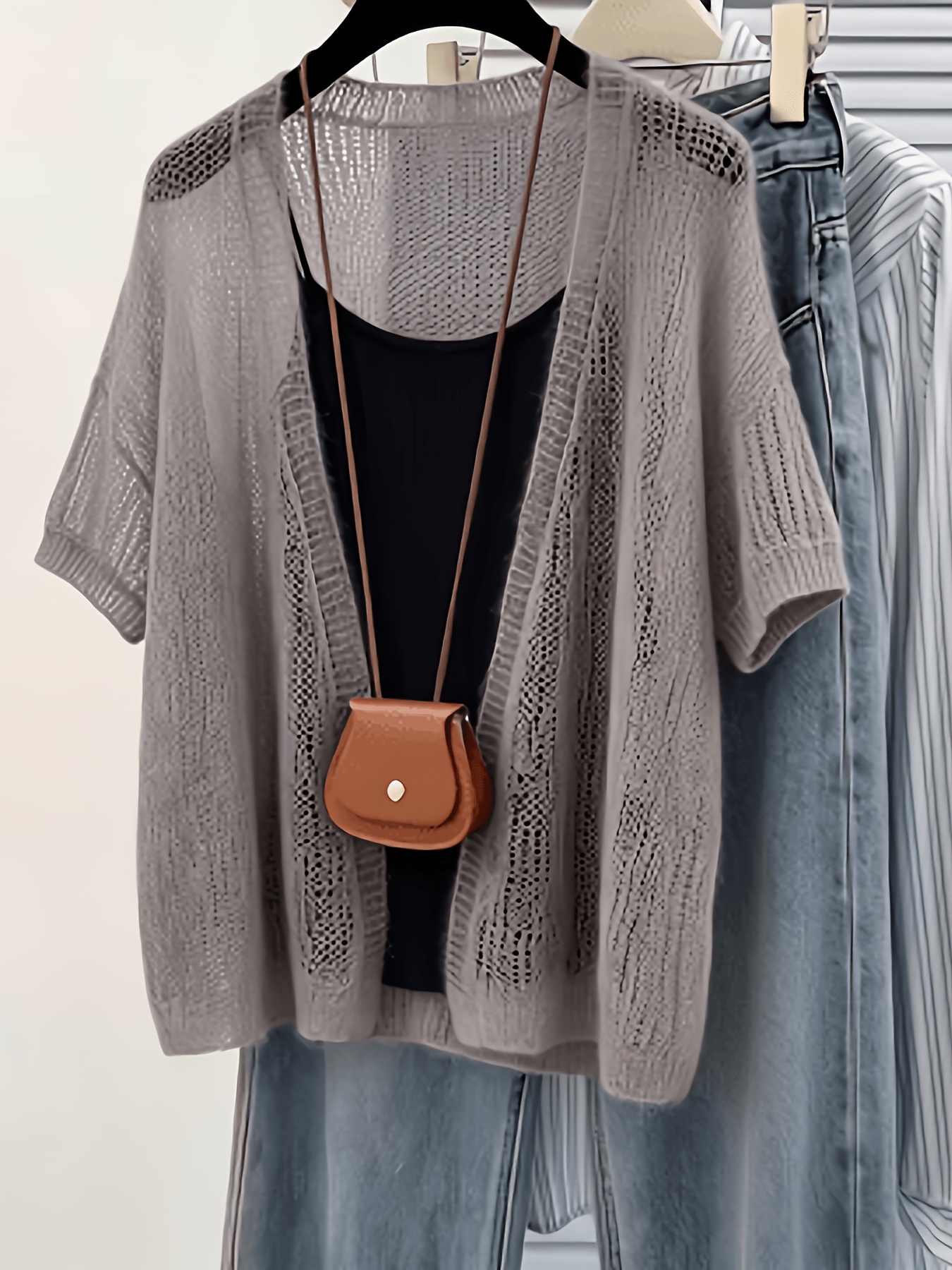 plus size plus size womens spring summer easy solid color short sleeved cardigan