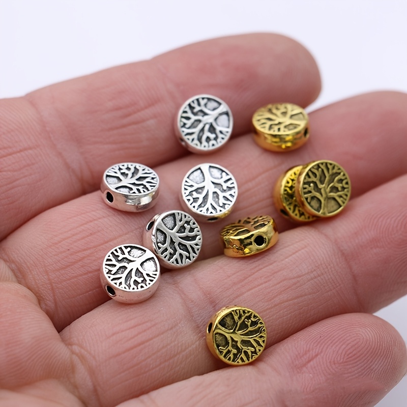 TEMU 25pcs Tree Of Small Hole Beads, Beaded, Loose Beads For Handmade Jewelry Making Accessories, Diy Bracelet Necklace Earrings Charm 9mm