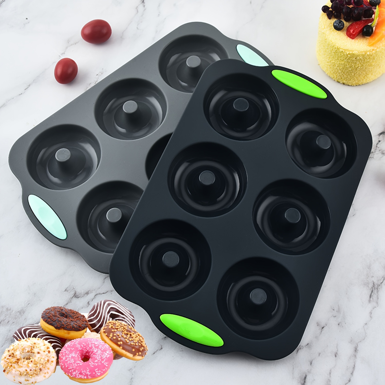 

Moule à Donuts en Silicone avec 6 Trous Connectés, Outil de Cuisson Rectangulaire pour Gâteaux et Biscuits, , Idéal pour Noël