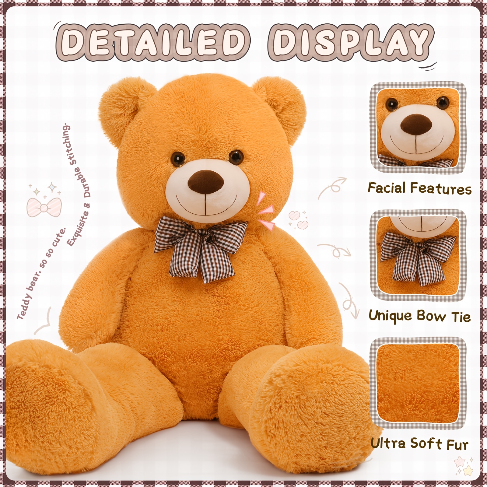 Enormous Teddy Bear Plush Toy, 139.7 cm Life-Sized Bear