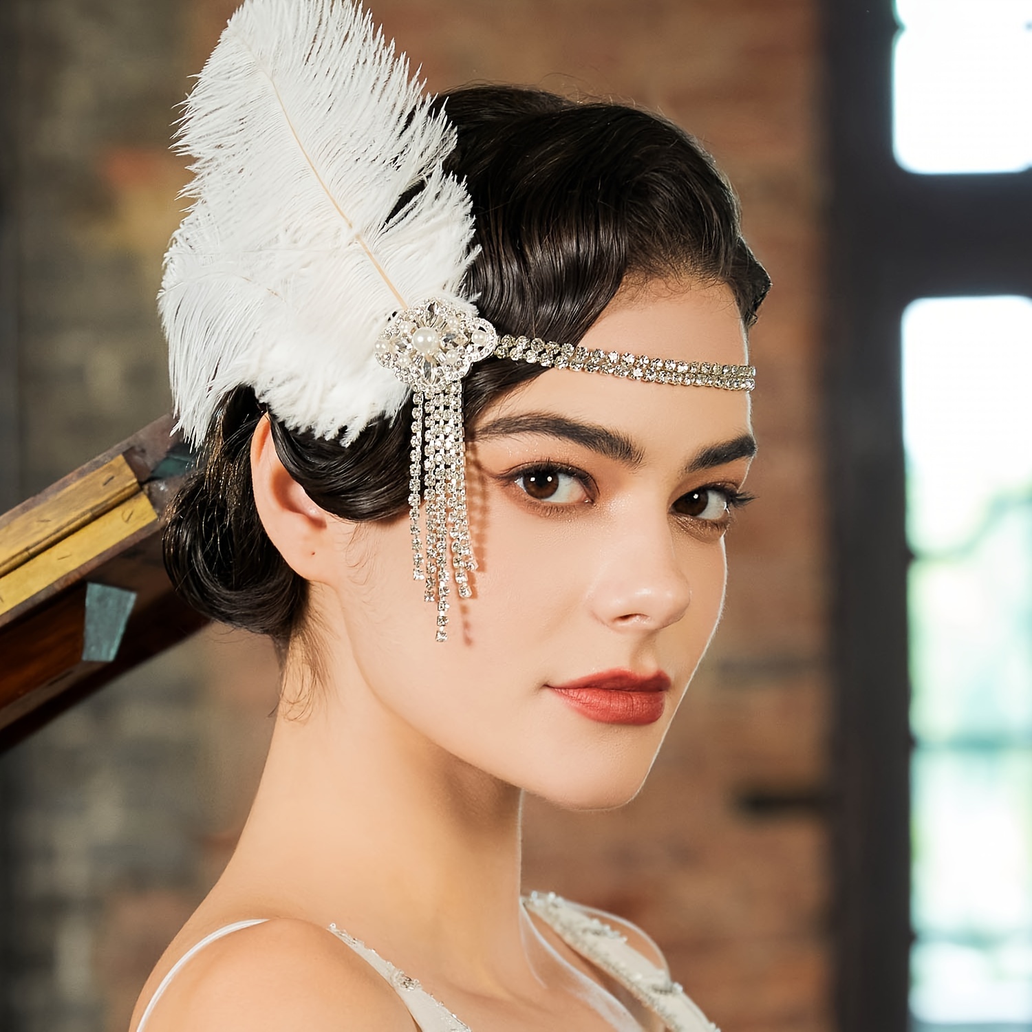 * 1920s Headpiece Flapper Headband Roaring 20s Great * Feather Hair  Accessories For Women, image size:1500x1500